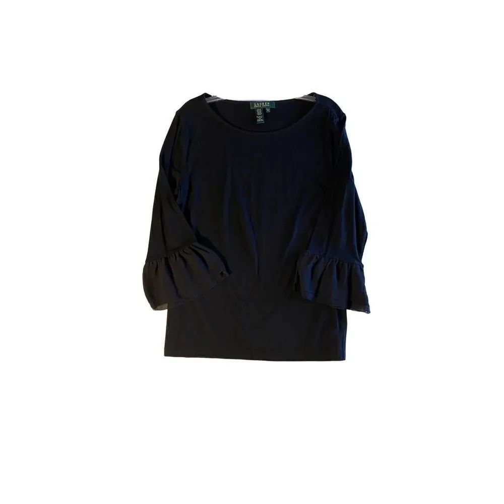 Lauren Ralph Lauren women’s black 3/4 bell sleeve top size small